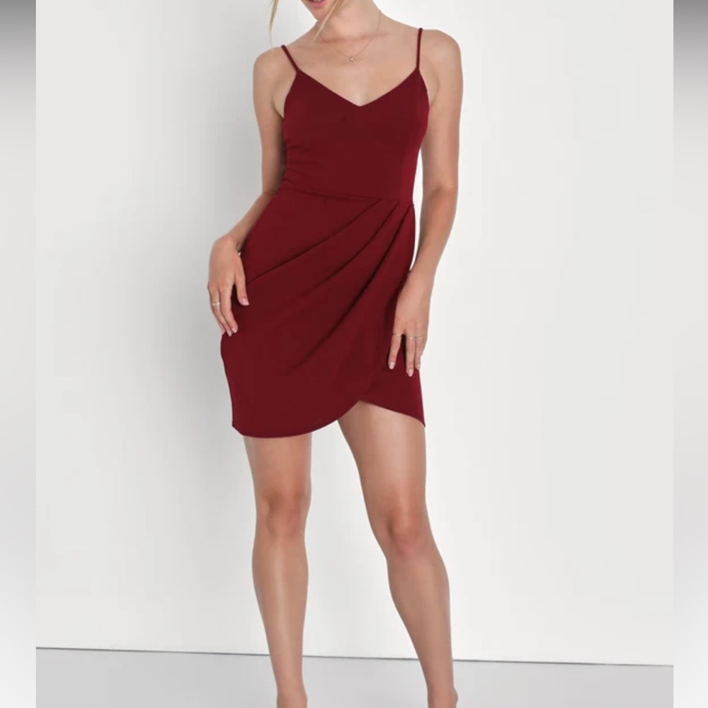 Lulu’s Forever Your Girl Wine Red Bodycon Dress